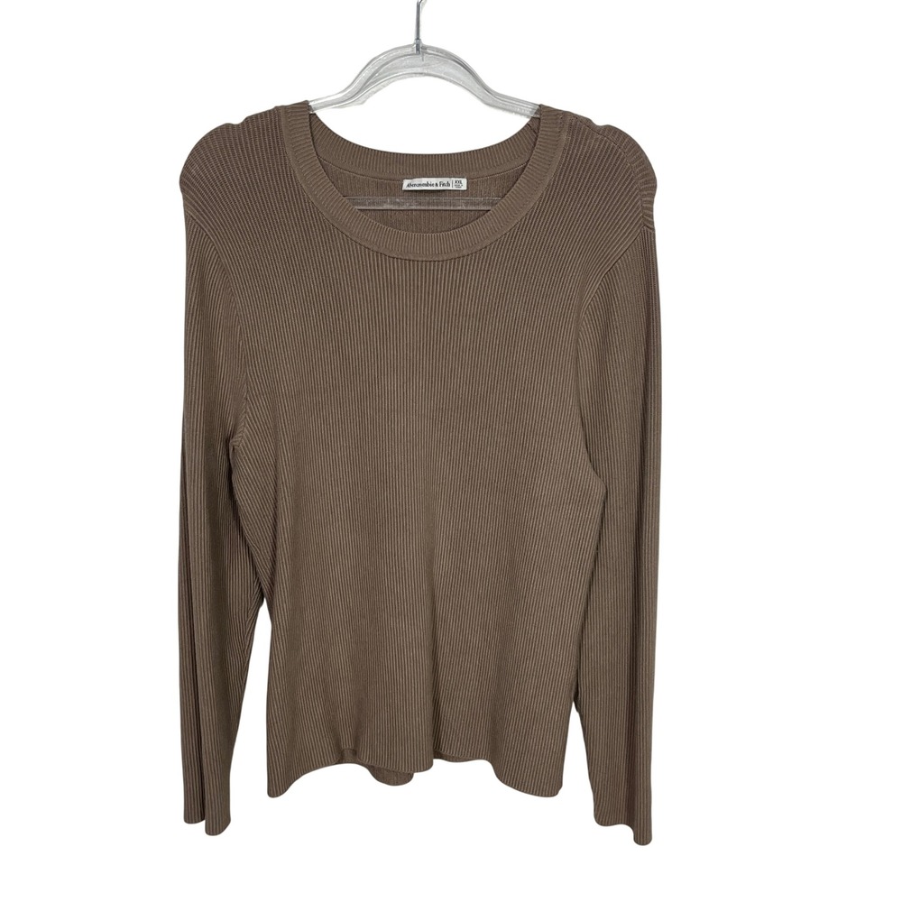 Abercrombie & Fitch Ribbed Sweater Women's XXL‎  Taupe Cashmere Blend Crew Neck